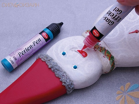 Мастер-класс по декорированию Снеговика в смешанной технике (декупаж, тиллинг): Шаг 13